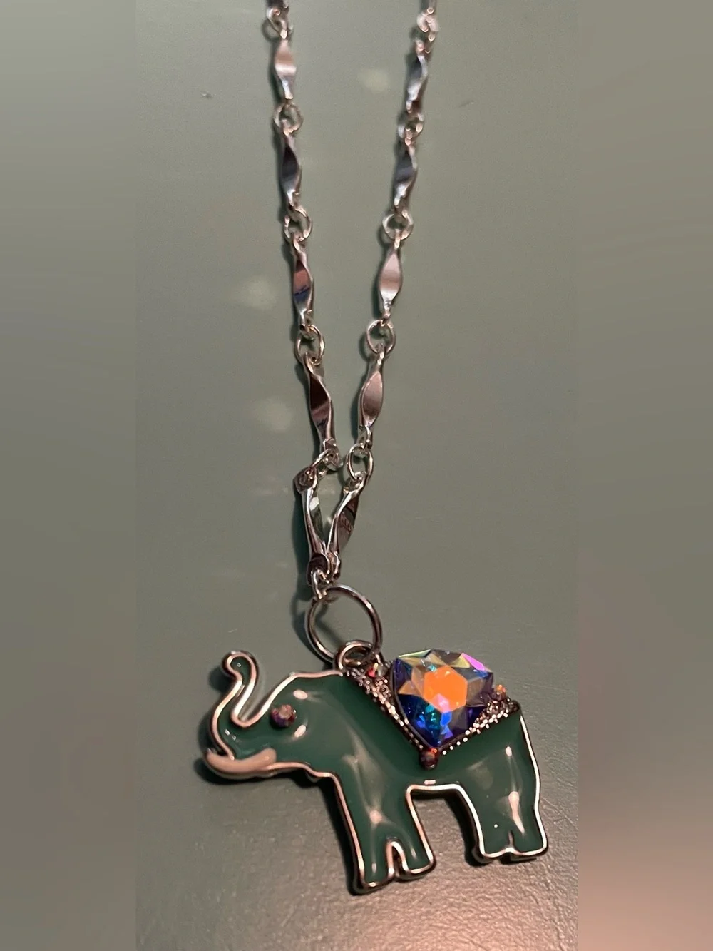 Delicate Silver Elephant Pendant Necklace - with Swarovski Crystal Accents